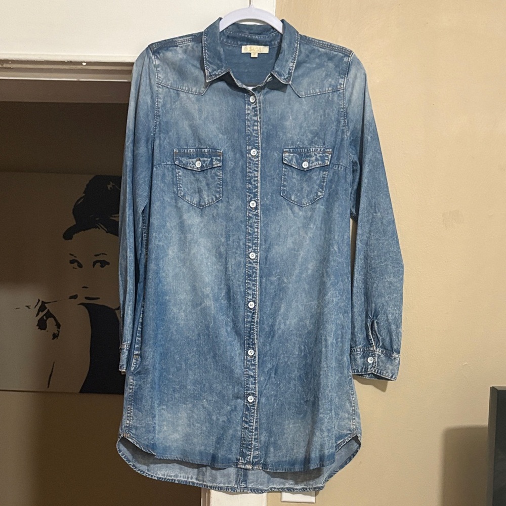Denim Long Sleeve Shirt Dress
